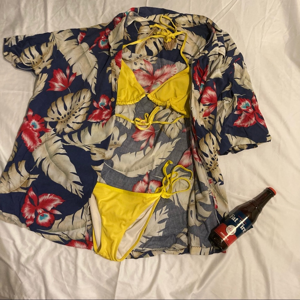 Little Yellow String Triangle Bikini Set